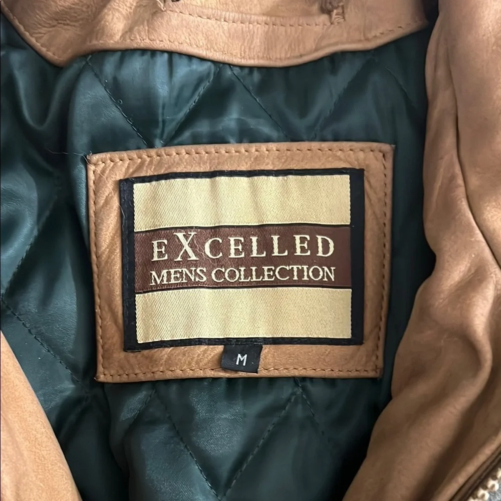 Tan Suede Military Field Jacket with Green Collar & Quilted Lining - Picture 2 of 6
